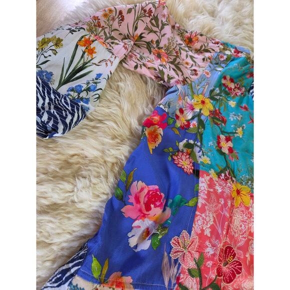 John Mark Floral Kimono Patchwork & Embroidered Size XL Viscose - Picture 10 of 16